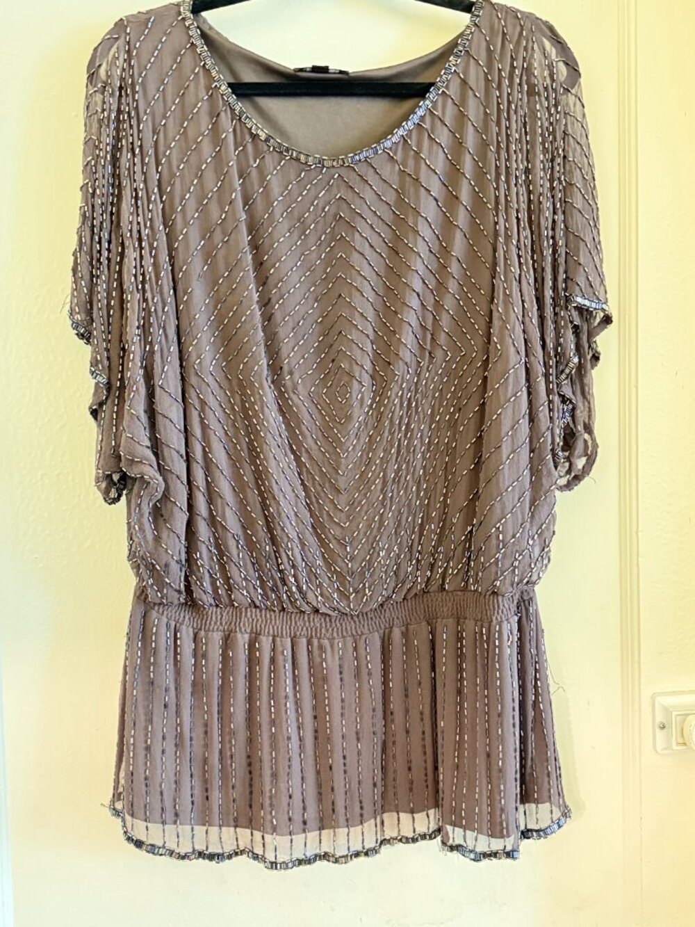Adrianna Papell Evening Essentials Beaded Top Dress Up Jeans for a Fun Night Out